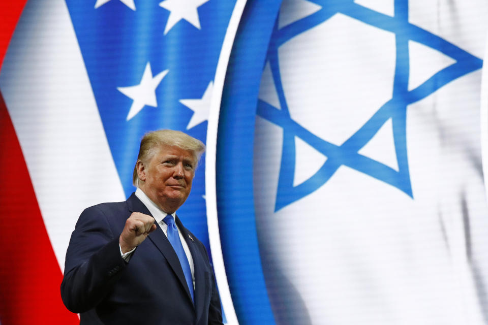 President Donald Trump walks onstage to speak at the Israeli American Council National Summit in Hollywood, Fla., Saturday, Dec. 7, 2019. (Photo: Patrick Semansky/AP)