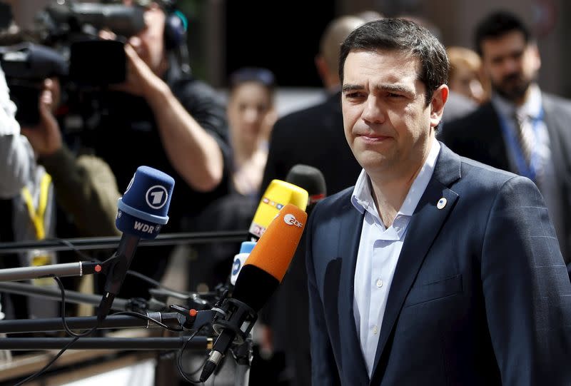 Greece's Prime Minister Alexis Tsipras arrives at an European Union leaders summit in Brussels April 23, 2015. REUTERS/Francois Lenoir