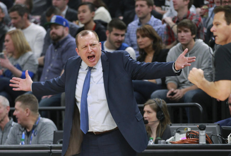 Coach Tom Thibodeau is showing signs of change while leading the young Timberwolves. (AP)