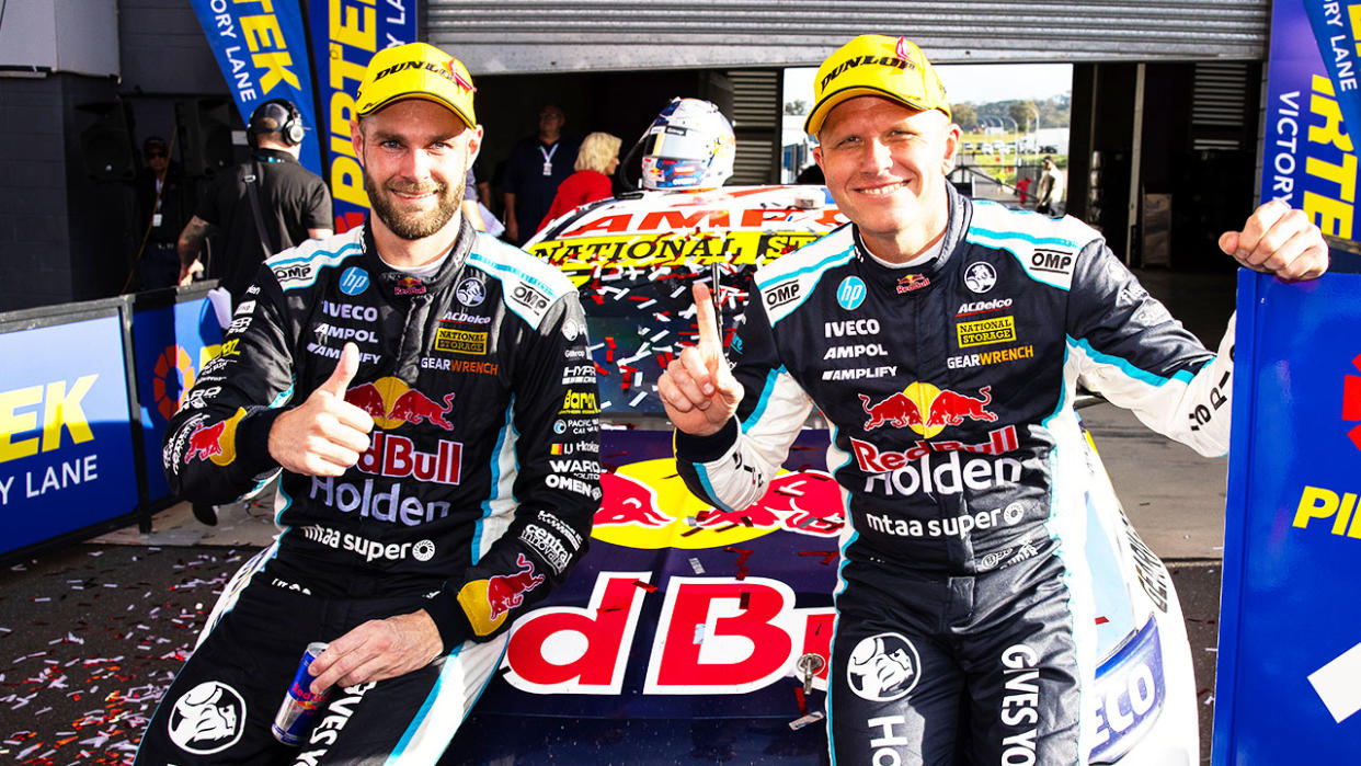 Shane van Gisbergen and Garth Tander of Holden after the 2020 Bathurst 1000. (Getty Images)