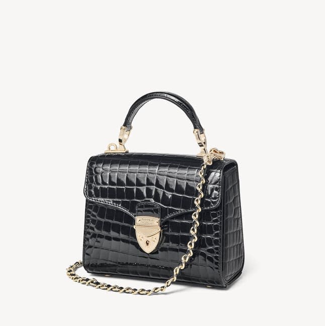 kate middleton mini mayfair bag in black croc