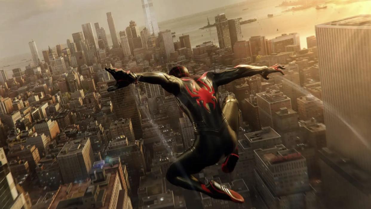  Miles leaps over the city. 