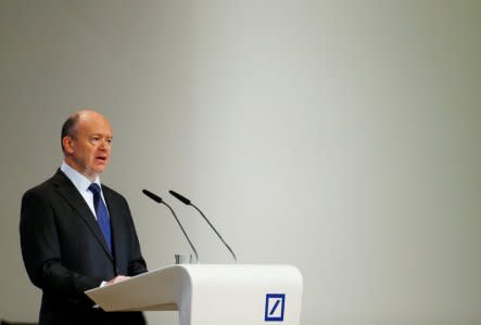 Deutsche Bank CEO John Cryan speaks during the bank's annual general meeting in Frankfurt, Germany May 18, 2017.  REUTERS/Ralph Orlowski