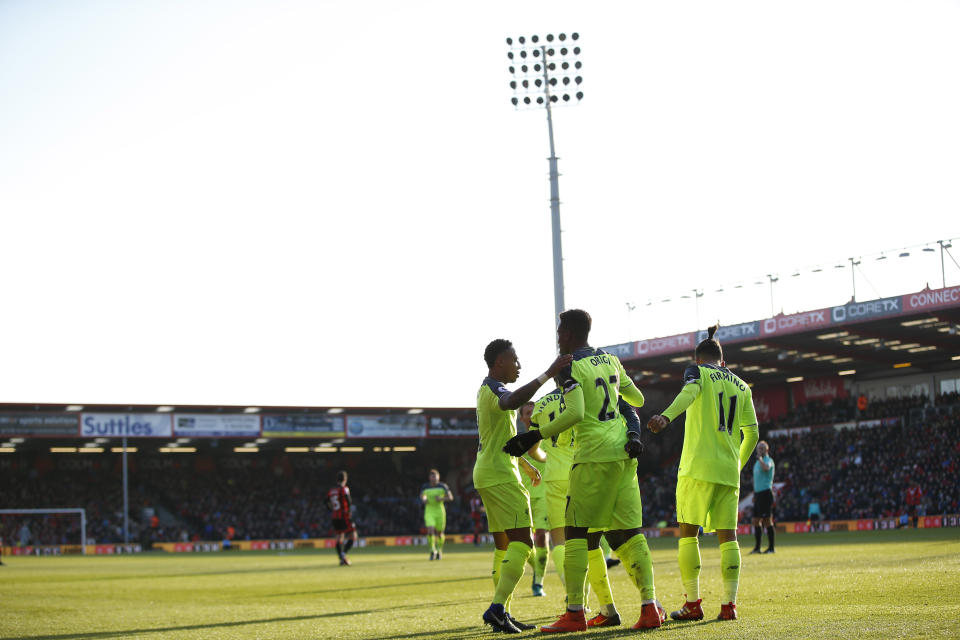 Britain Football Soccer - AFC Bournemouth v Liverpool - Premier League - Vitality Stadium - 4/12/16 Liverpool's Divock Origi celebrates scoring their second goal Action Images via Reuters / Paul Childs Livepic EDITORIAL USE ONLY. No use with unauthorized audio, video, data, fixture lists, club/league logos or "live" services. Online in-match use limited to 45 images, no video emulation. No use in betting, games or single club/league/player publications. Please contact your account representative for further details.