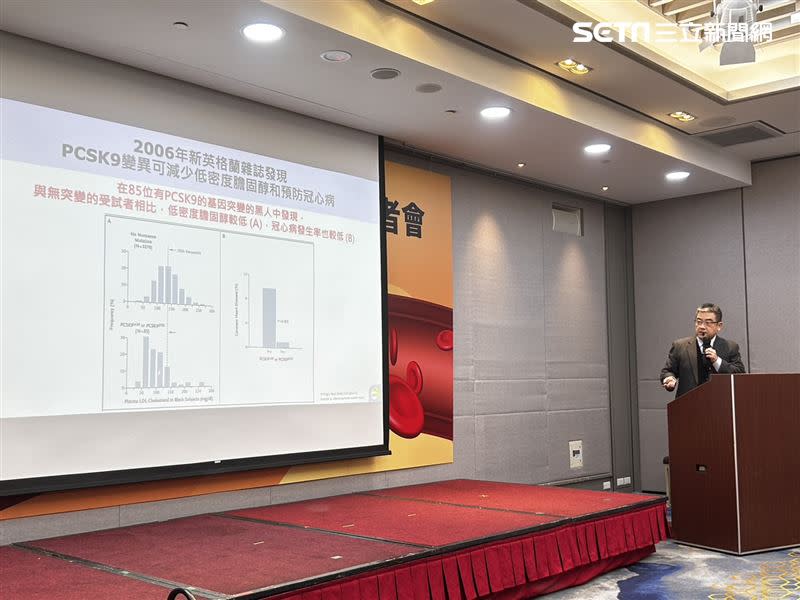 高憲立表示，研究發現PCSK9抑制劑能有效降低LDL-C，並預防冠心病等疾病風險。（圖／記者簡浩正攝影）