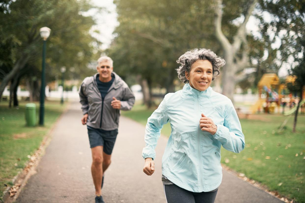 couple jogging in park