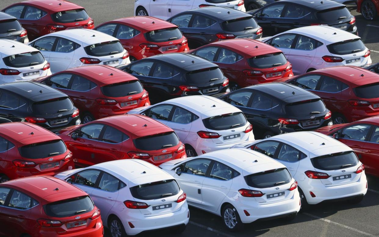 A car park full of new hatchbacks