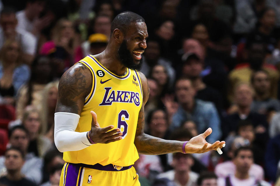 LeBron James Wearing Los Angeles Lakers Jersey