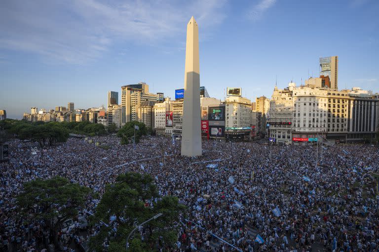 Los festejos de ayer en el Obelisco