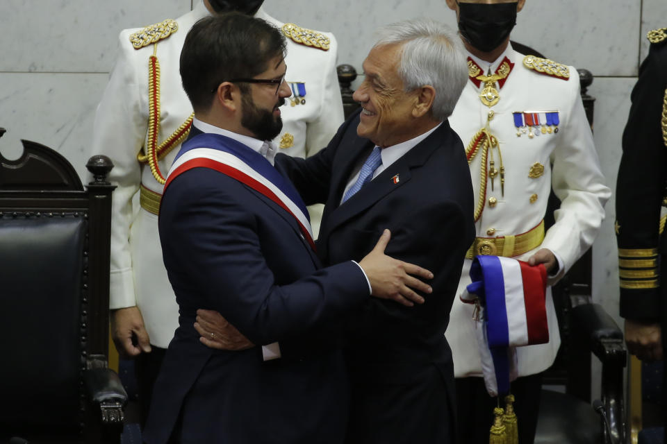 Traspaso de poder de Sebastián Piñera a Gabriel Boric. (Photo by Cris Saavedra Vogel/Anadolu Agency via Getty Images)