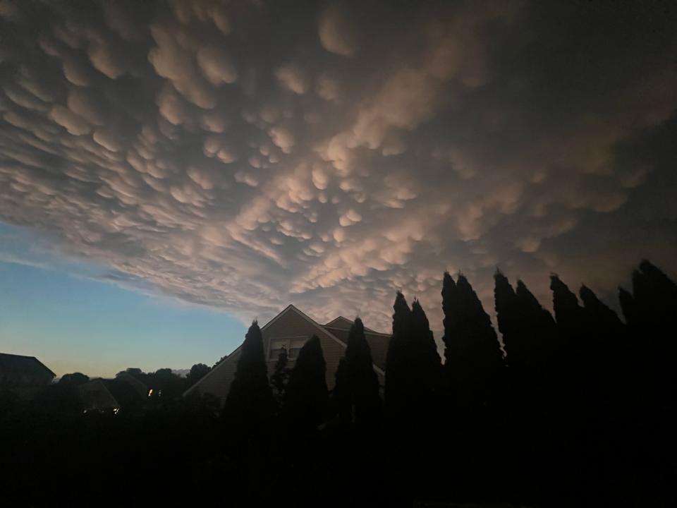 Mammatus clouds filled the skies over Bucks County on Sunday evening, June 30, 2024, providing a treat of orange and pink fluffy clouds and filling social media with the spectacular sky.