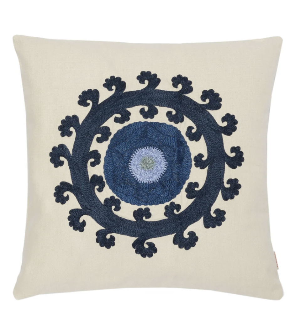 2) Circle hand-embroidered cotton cushion