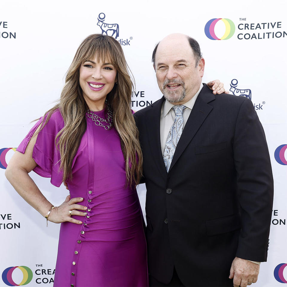 Alyssa Milano and Jason Alexander attend The Creative Coalition's 2023 Television Humanitarian Awards at Kimpton La Peer Hotel on September 14, 2023 in West Hollywood, California.