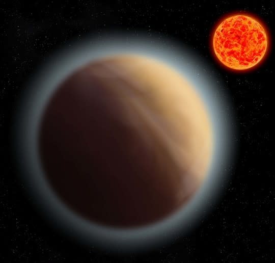 Artist’s impression of the exoplanet GJ 1132b orbiting a red dwarf star (MPIA)