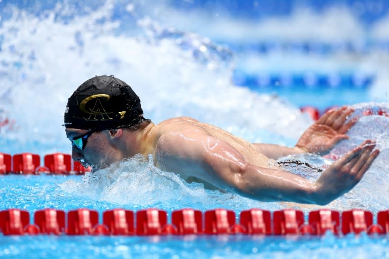 Thomas Heilman, 17, books a Paris Olympics berth with a 200m butterfly victory at the US swimming trials (Sarah Stier)