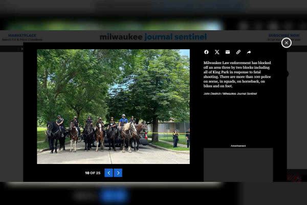 Captura de pantalla de nota de Milwaukee Journal Sentinel sobre hombre abatido en Milwaukee