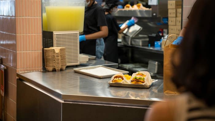 A fast-food counter