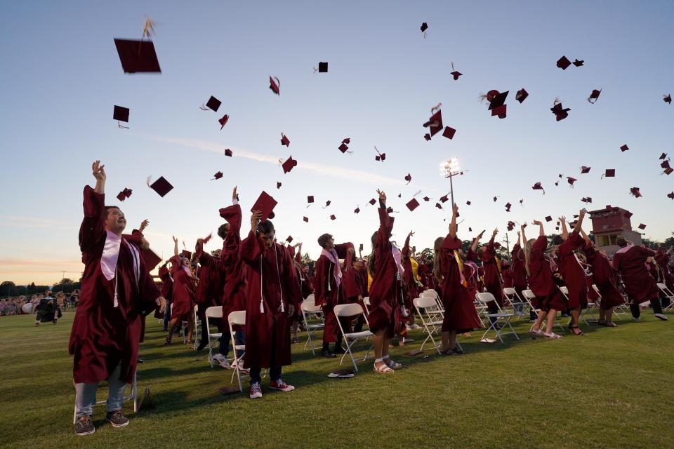West Valley High School celebrated its seniors in an outdoor graduation ceremony on Thursday, June 3, 2021. The school said 152 seniors received their diplomas at its stadium in Cottonwood.