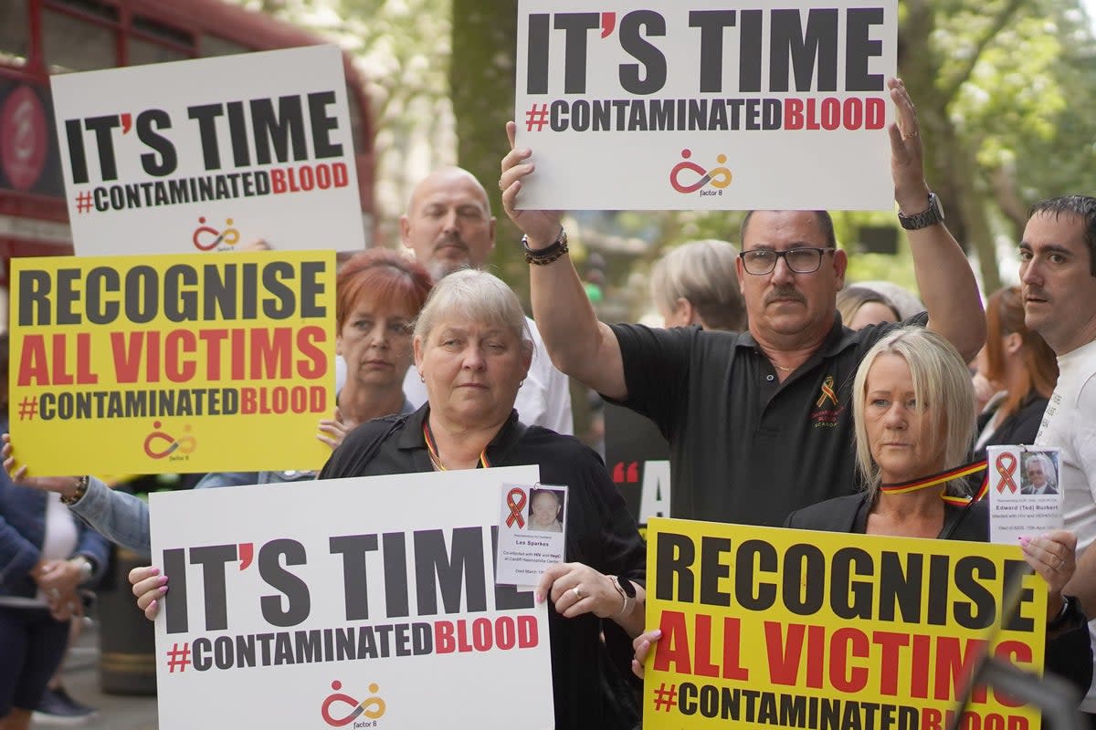 Campaigners have called on the Government to compensate people affected by the infected blood scandal (PA) (PA Wire)