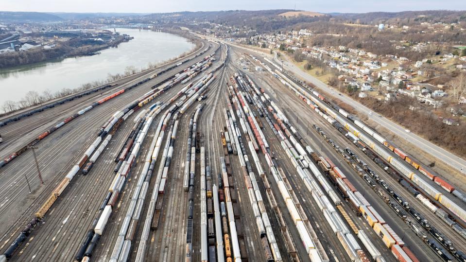 The Conway Rail Yard aside the Ohio River on Feb. 20, 2023.