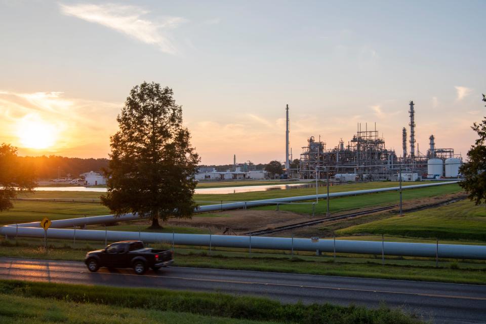 The Denka Performance Elastomer neoprene plant sits just a few hundred yards from the residential streets of Reserve, La.