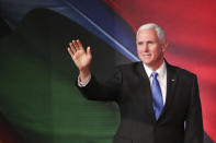 U.S. Vice President Mike Pence arrives for the APEC CEO Summit 2018 in Port Moresby, Papua New Guinea, Saturday, Nov. 17, 2018. (Fazry Ismail/Pool Photo via AP)