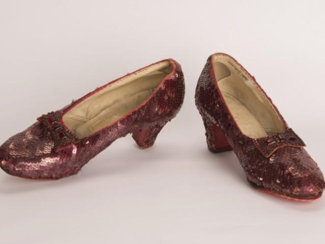 One of four surviving pairs of Dorothy&#x002019;s ruby red slippers from &#x002018;The Wizard of Oz&#x002019;; this pair was stolen in 2005 and recovered by the FBI in 2018 (FBI)