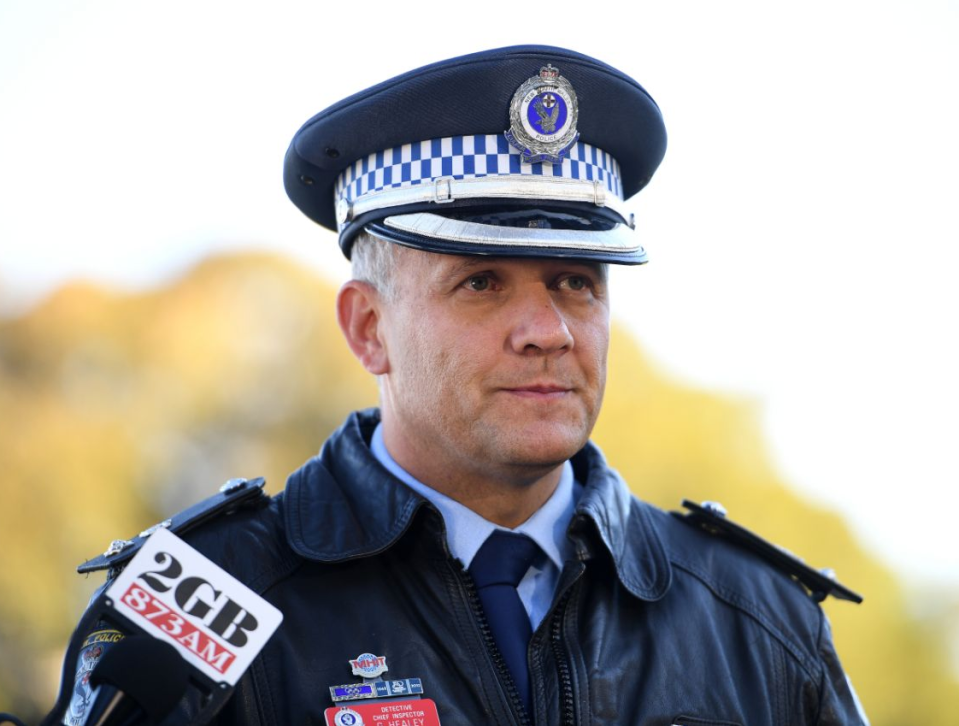 Photo of NSW Police Marine Area Command Detective Acting Superintendent Grant Healey after the capsize of a catamaran off Stockton Beach in Newcastle.