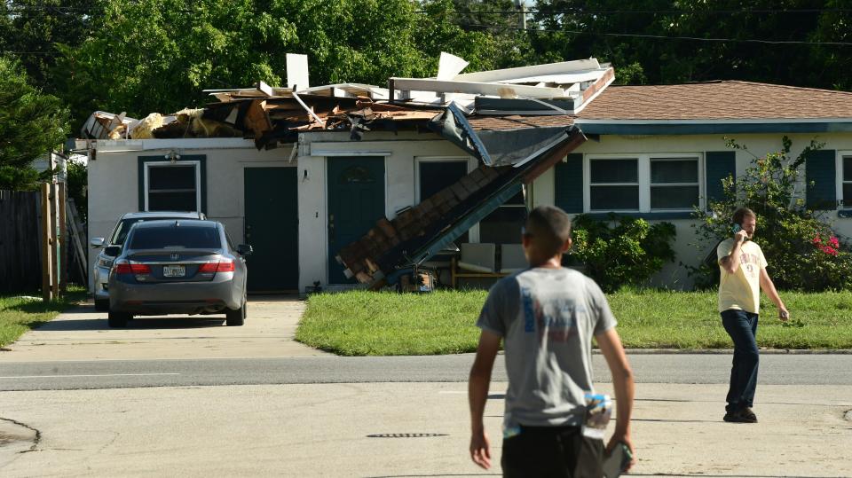 A home on Sarno Road was heavily damaged by Thursday's EF0 tornado in Melbourne.