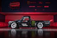 <p>Ken Block is selling his one-off Hoonitruck. Built to melt tires in Gymkhana 10, it uses a 914-horsepower version of the 3.5-liter EcoBoost twin-turbo V-6 found in Ford's GT Le Mans car. Modeled after a 1977 Ford F-150 but built on a tube-frame chassis, it uses a custom all-wheel-drive system and sports Fifteen51 wheels with real bead locks. </p><p><a class="link " href="https://www.roadandtrack.com/news/a36719816/ken-block-hoonitruck-for-sale/" rel="nofollow noopener" target="_blank" data-ylk="slk:See the full story right here;elm:context_link;itc:0;sec:content-canvas">See the full story right here</a></p>