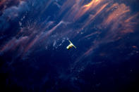 <p>Expedition 51 Flight Engineer Thomas Pesquet of the European Space Agency photographed Orbital ATK’s Cygnus spacecraft as it approached the International Space Station, April 22, 2017. Using the station’s robotic Canadarm2, Cygnus was successfully captured by Pesquet and Commander Peggy Whitson at 6:05 a.m. EDT. The spacecraft’s arrival brought more than 7,600 pounds of research and supplies to support Expedition 51 and 52. (Photo: NASA/ESA/Handout via Reuters) </p>