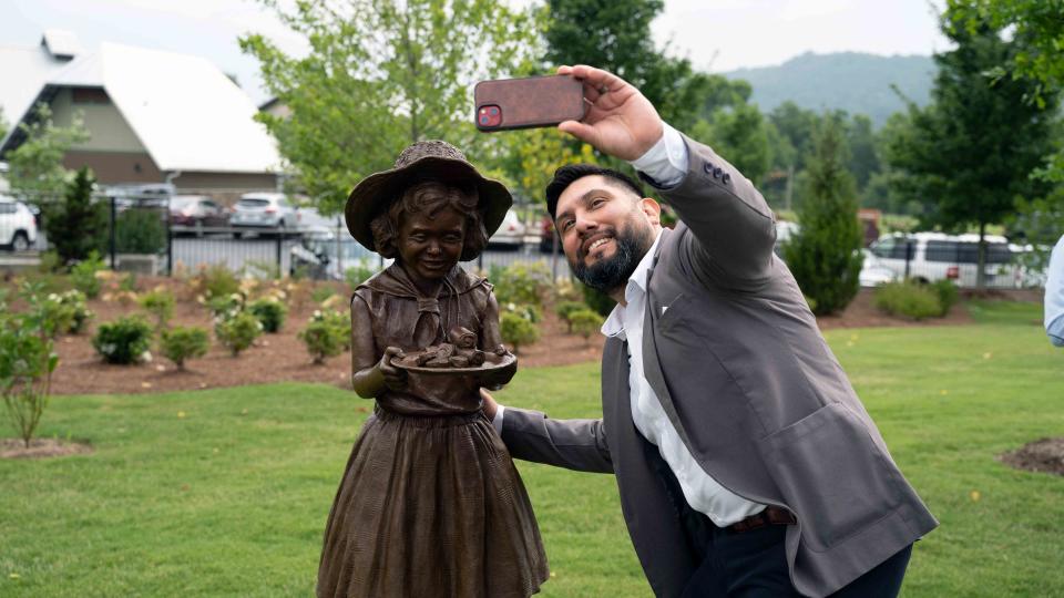 <p>McKee Foods</p> Guests can pose with a statue of Little Debbie at Little Debbie Park in Collegedale, Tennessee.