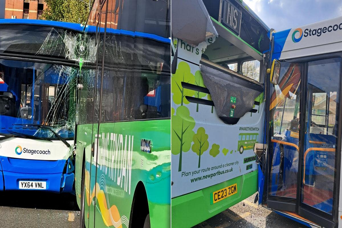 Newport and Stagecoach buses damaged in city centre crash <i>(Image: Cameron Bladen)</i>