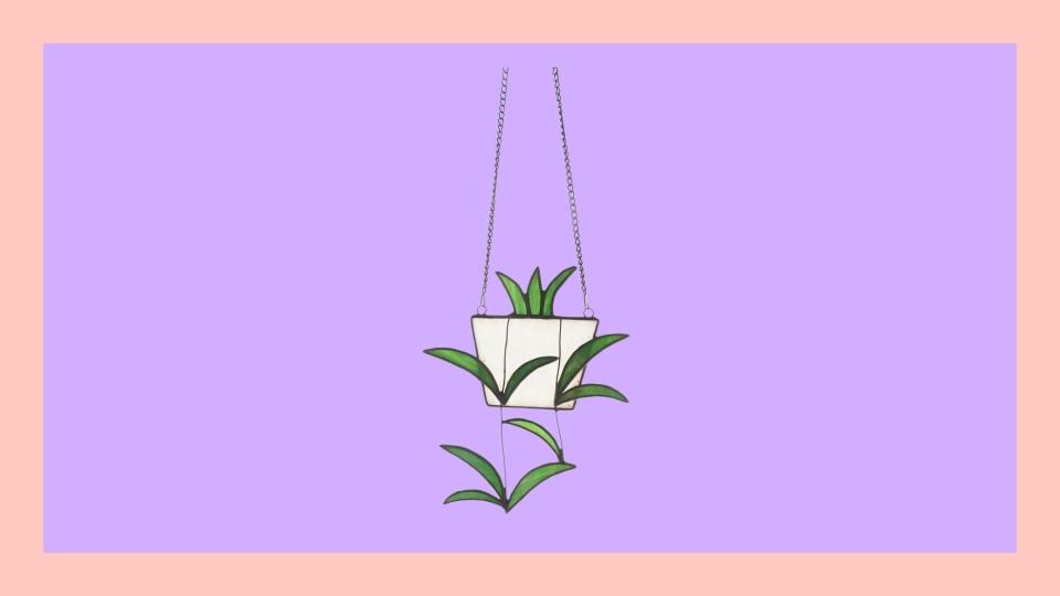 Best gifts for plant moms: Stained glass hanging plant.