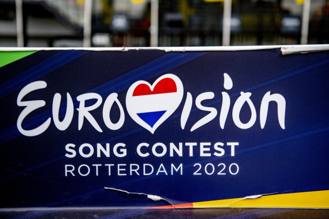 ROTTERDAM, NETHERLANDS - 2020/03/18: The Eurovision logo seen outside the Rotterdam Ahoy, the official venue for the planned Eurovision Song Contest 2020. This year's Eurovision Song Contest has been canceled due to the ongoing pandemic of the COVID-19 coronavirus disease. (Photo by Robin Utrecht/SOPA Images/LightRocket via Getty Images)