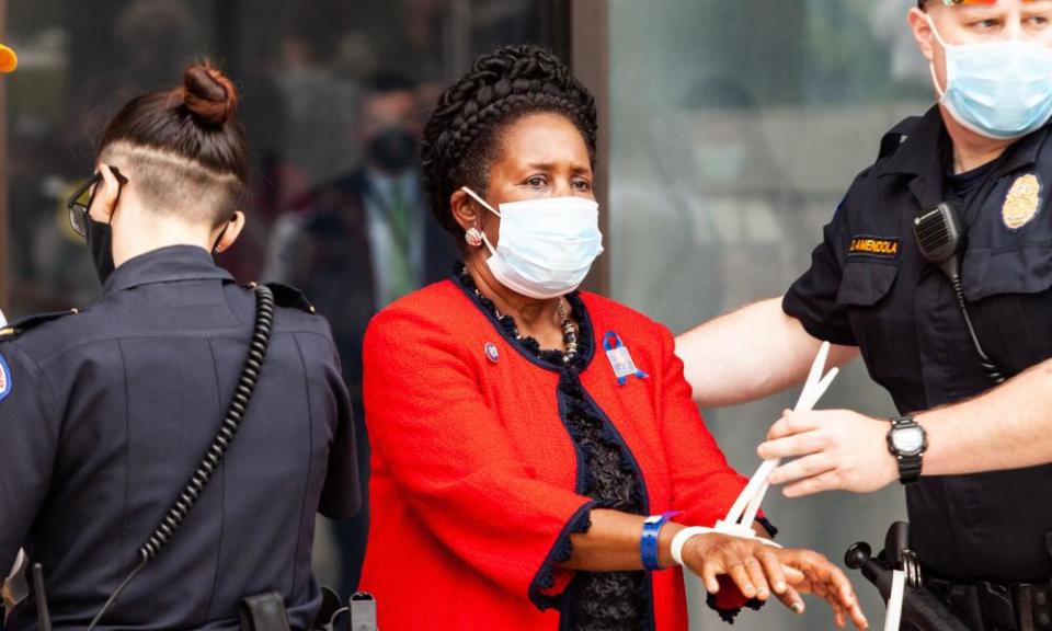 Congresswoman Sheila Jackson Lee is one of several activists arrested in Washington DC in a civil disobedience action for voting rights