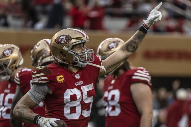 Tight end George Kittle was among the San Francisco 49ers players picked to start the Pro Bowl. File Photo by Terry Schmitt/UPI