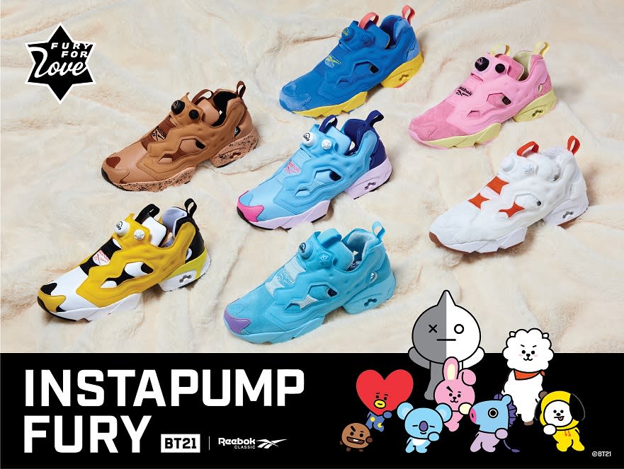 Reebok x BT21 InstaPump Fury聯名系列鞋款