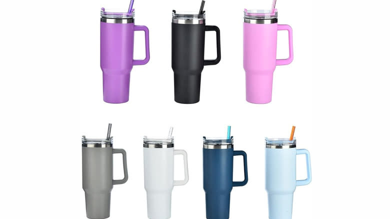 Water bottle straws in cups