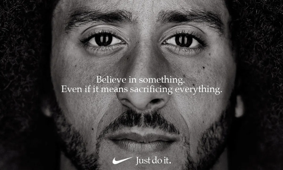 Nike's "Just Do It" 30th anniversary ad with Colin Kaepernick, Colin Kaepernick, nike ads