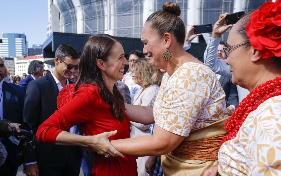 Well-wishers hugged Ms Ardern - Reuters