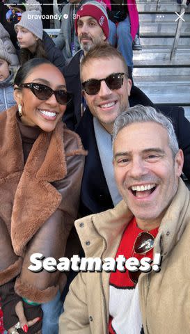 <p>Andy Cohen/ Instagram</p> Tayshia Adams, Luke Gulbranson and Andy Cohen