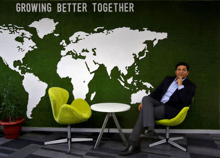 Dhiraj Pant, technology head of Monsanto Asia, poses inside his office in Gurugram on the outskirts of New Delhi, India. REUTERS/Adnan Abidi