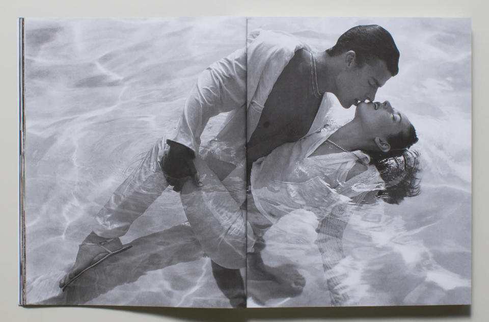 A couple embracing underwater in an “A&F Quarterly” from 2001.