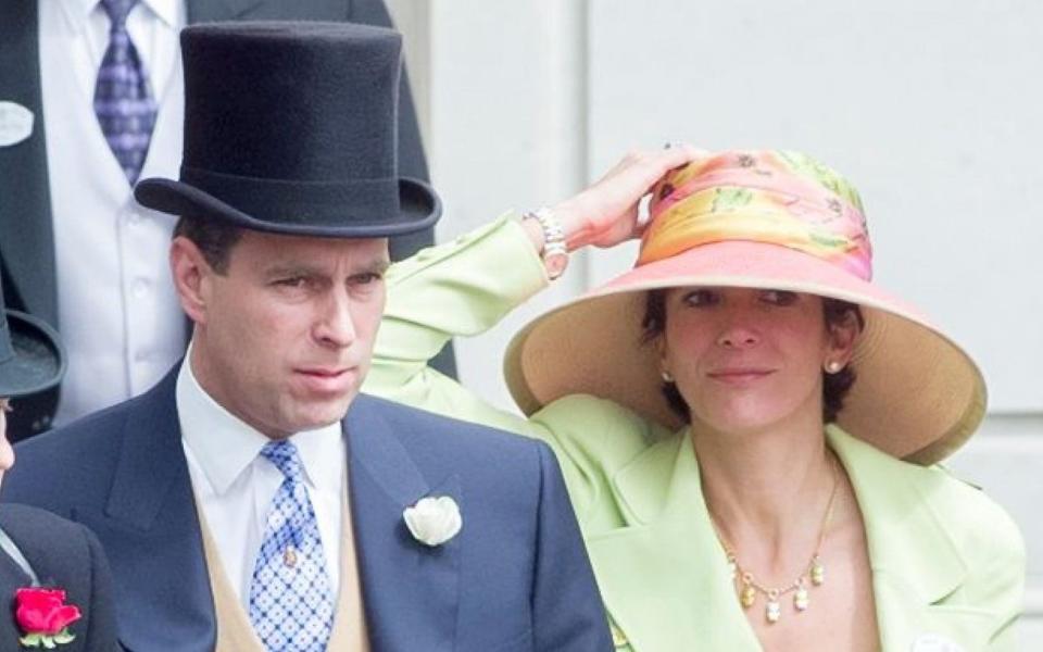 Mandatory Credit: Photo by Shutterstock (10491003e) Prince Andrew and Ghislaine Maxwell Royal Ascot, Ladies Day, UK - 22 Jun 2000 - News Scans/Shutterstock