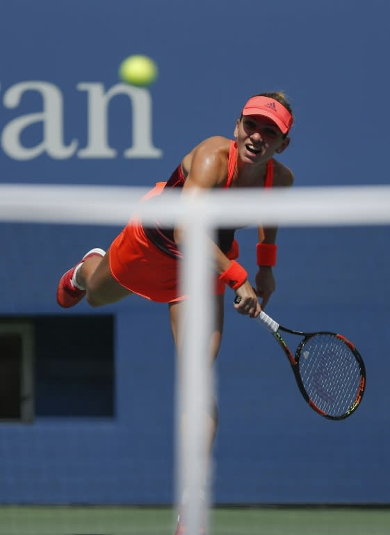 Simona Halep during her US Open match against Marina Erakovic at the USTA Billie Jean King National Tennis Center September 1, 2015 in New York