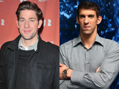 <b>John Krasinski / <a href="http://yhoo.it/PvbgPF" rel="nofollow noopener" target="_blank" data-ylk="slk:Michael Phelps;elm:context_link;itc:0;sec:content-canvas" class="link ">Michael Phelps</a> </b><br> Maybe Michael Phelps should make a guest appearance on the Office?