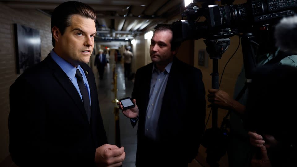 GOP Rep. Matt Gaetz of Florida is seen on his way to a House Republican Conference meeting at the Capitol on September 19, 2023 in Washington, DC.  - Chip Somodevilla/Getty Images