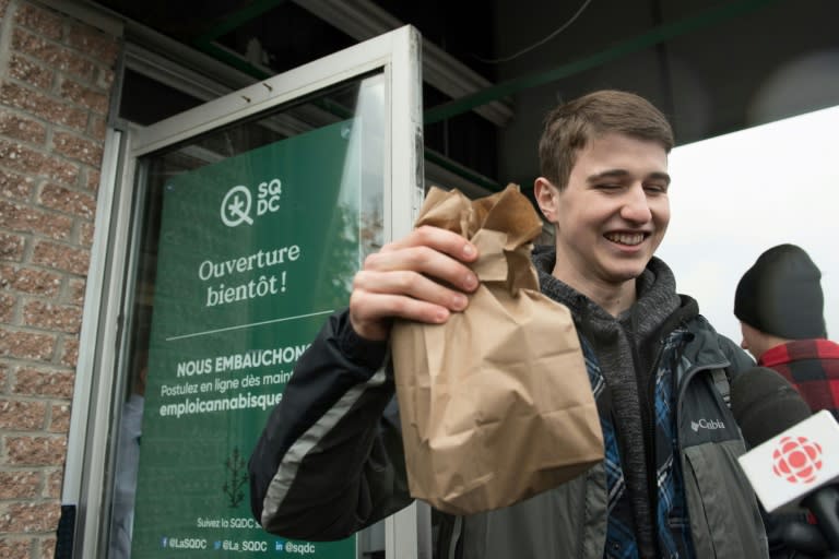 One of the lucky Canadians who managed to buy marijuana on the first day of legalization at a cannabis store in Quebec City, Quebec