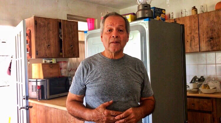 Jesse Vazquez, 69, at his home in Bayamón, P.R., on Oct. 9, nearly three weeks after Hurricane Maria struck the island, leaving him without electricity or running water. (Photo: Caitlin Dickson/Yahoo News)